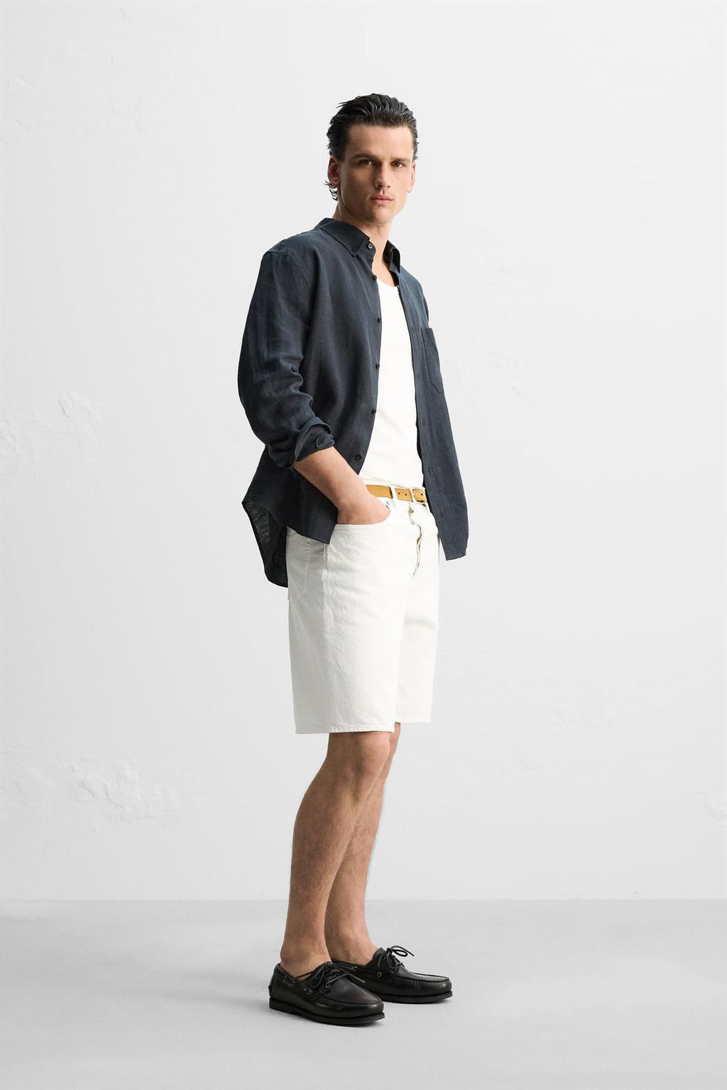 LIMITED EDITION STRAIGHT-LEG DENIM BERMUDA SHORTS - Zara фото 15