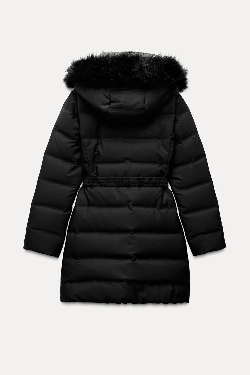 WATER AND WIND PROTECTION HOODED DOWN PUFFER JACKET WITH BELT - Zara фото 8