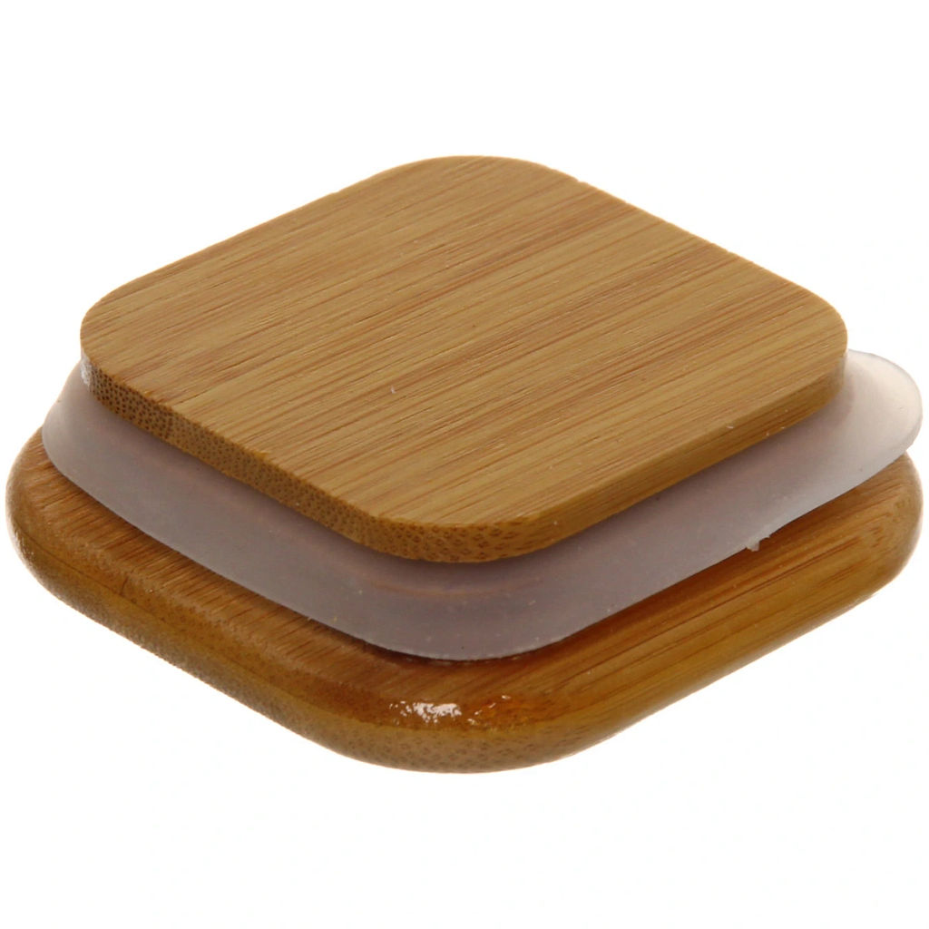 Банка для продуктов стеклянная 560мл "Хай-Тек" с бамбуковой крышкой, квадратная 6*20см