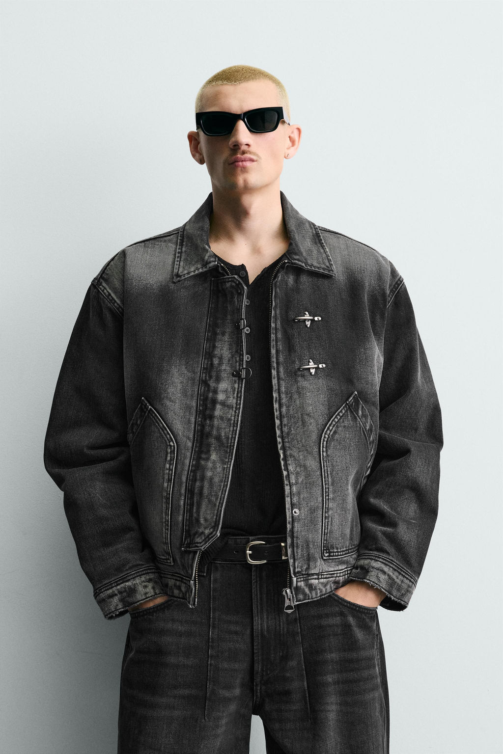 CAZADORA DENIM BOXY FIT ALAMARES / Carb?n - Zara фото 2