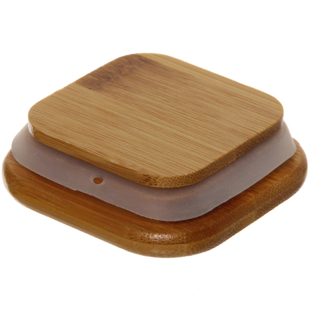 Цена за 2 шт. Банка для продуктов стеклянная 300мл "Хай-Тек" с бамбуковой крышкой, квадратная 6*12см