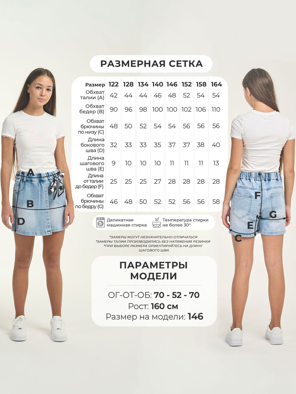 Шорты джинсовые для девочек