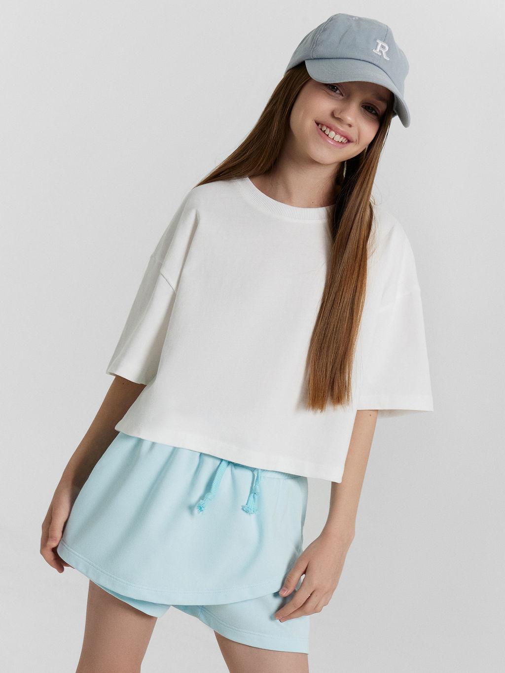 Шорты юбка для девочек голубые