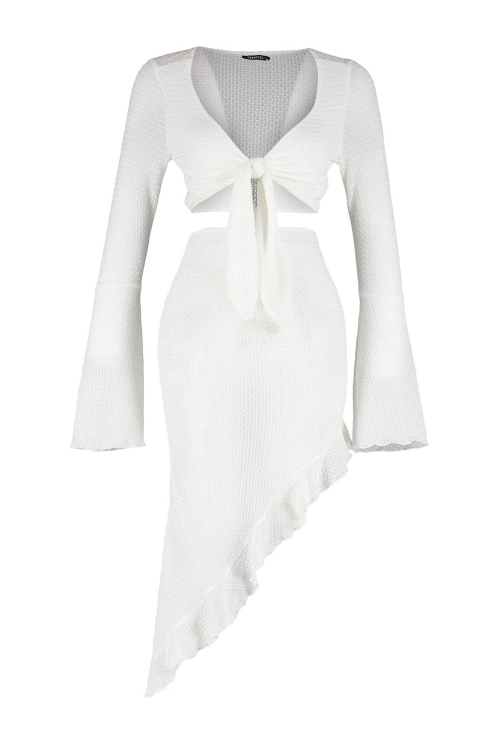 Plaj Giyim Beyaz Dokuma F?rf?rl? Bluz-Etek Tak?m TBESS23AU00040 - Trendyolmilla фото 7