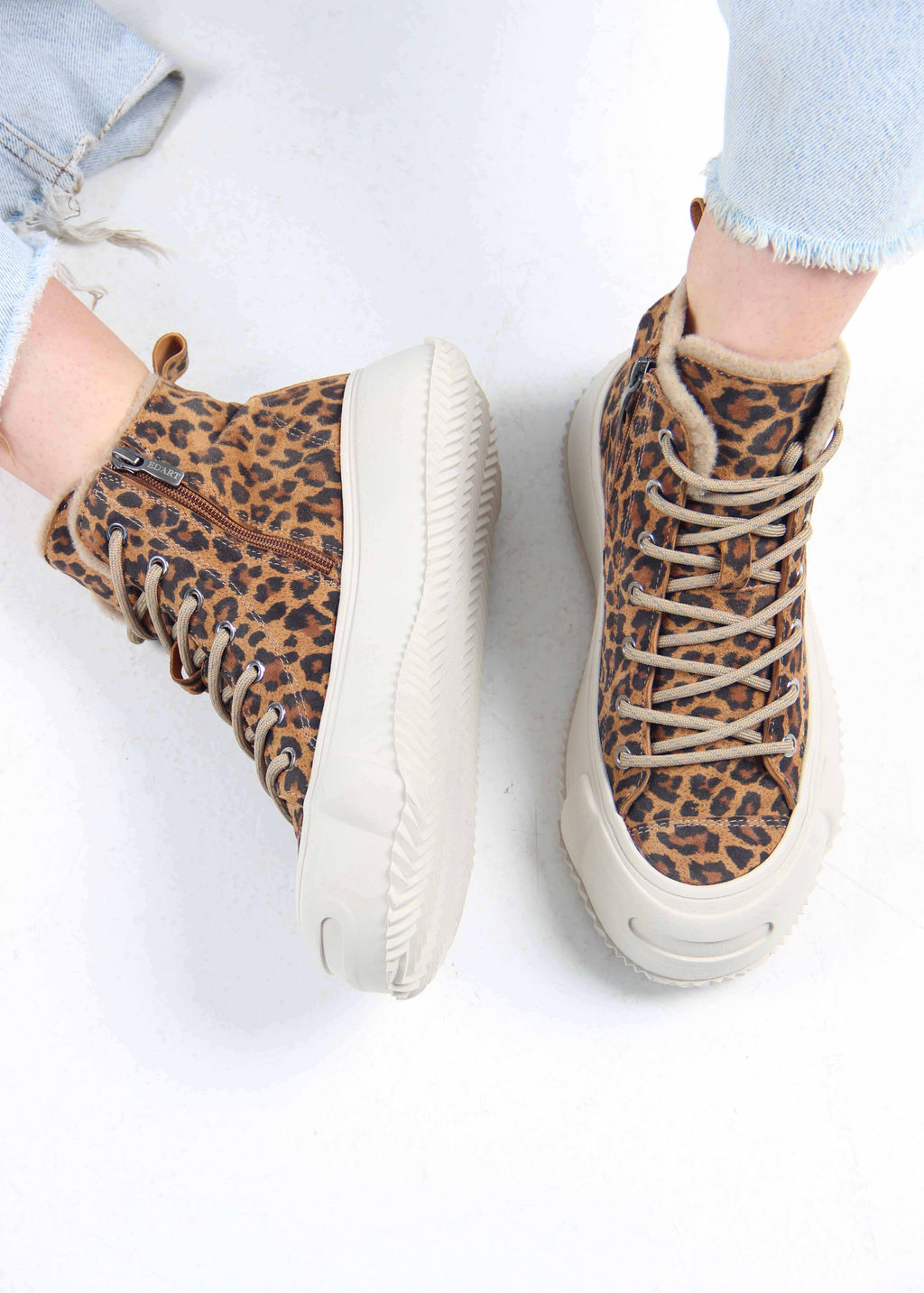 Ботинки 217.PODYUM151be. коричневый леопард замша/Шерсть