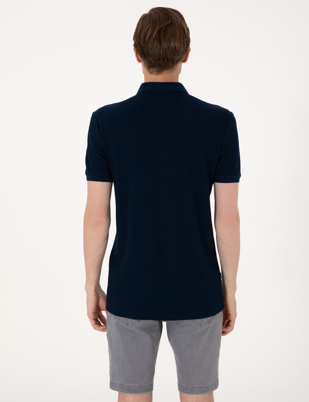 Lacivert Slim Fit _rme Dokulu Polo Yaka Ti__rt