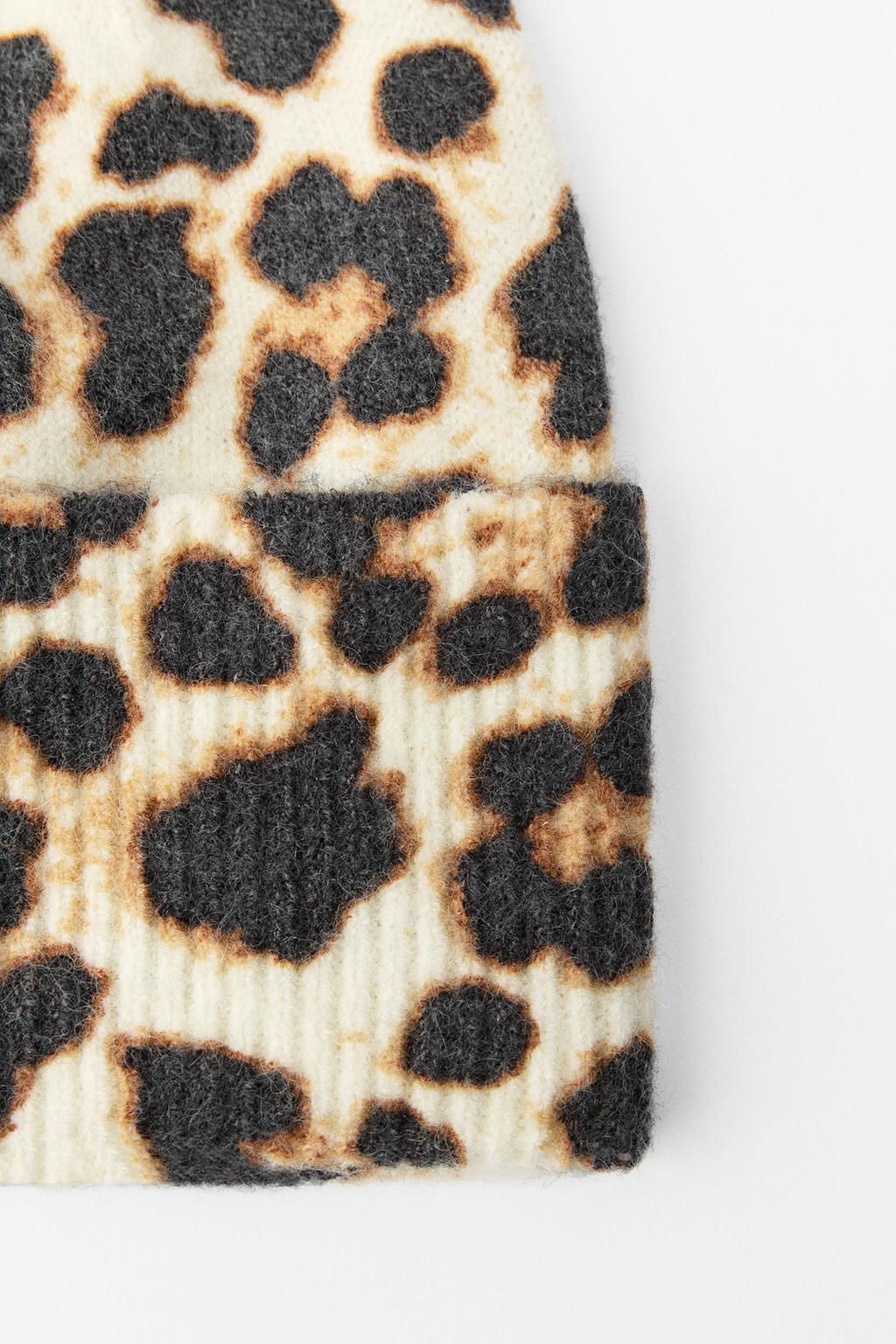 ANIMAL PRINT FINE KNIT BEANIE - Zara фото 4