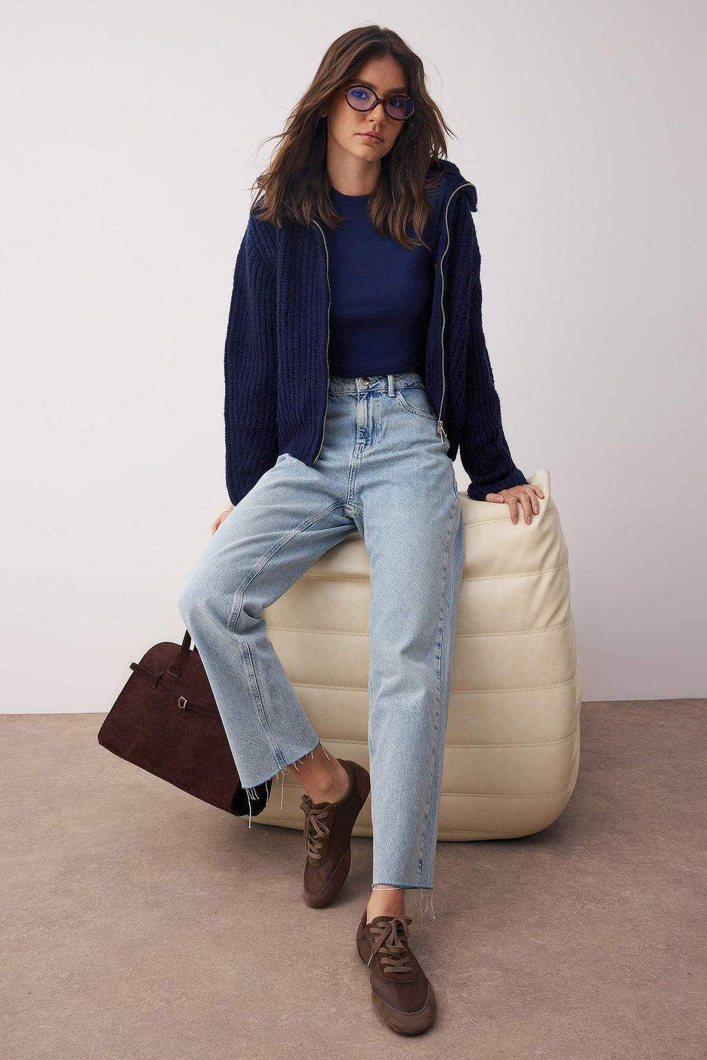 Ac?k Mavi Yuksek Bel Straight Jeans TWOAW26JE00182 - Trendyolmilla фото 2