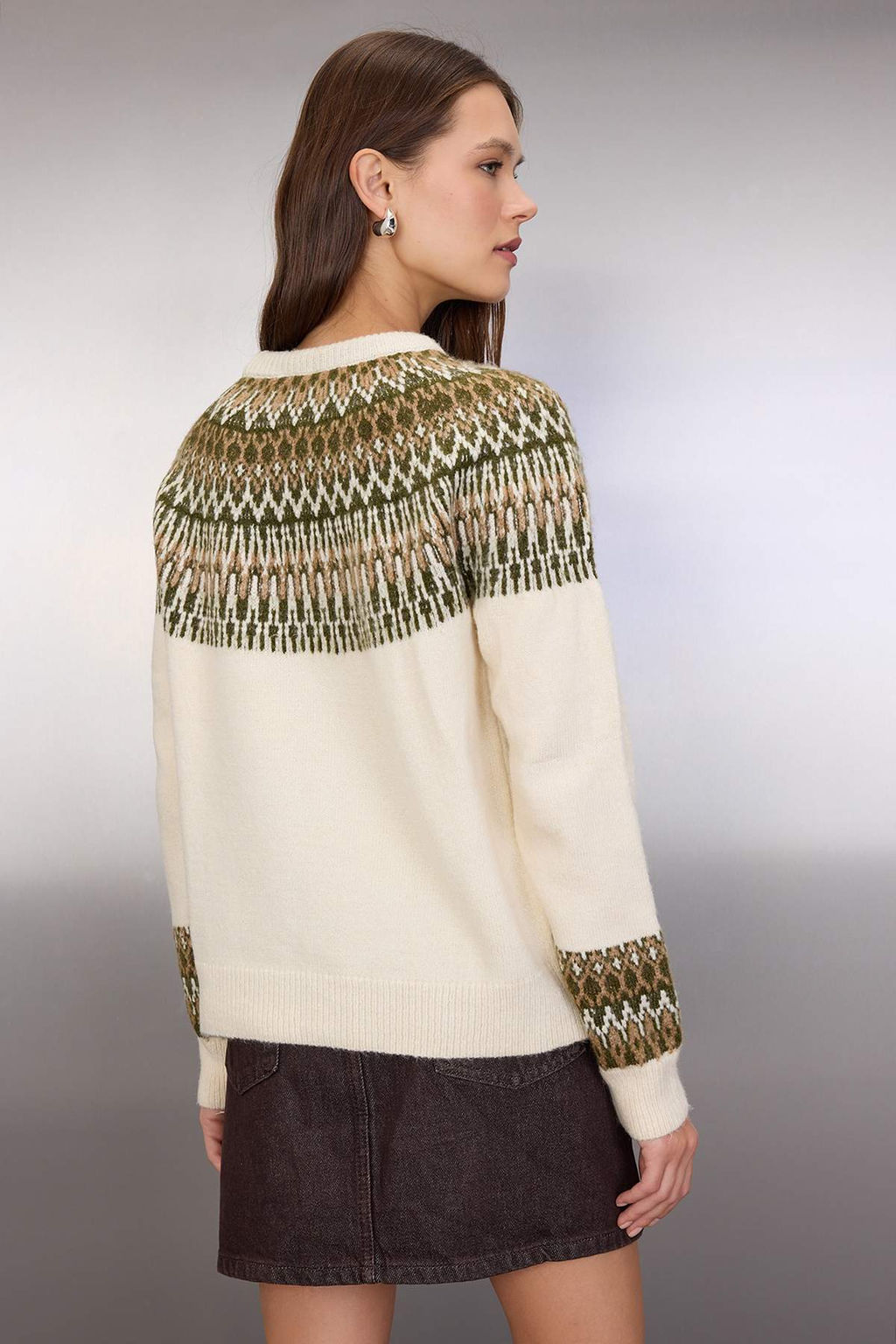 Tas Yumusak Dokulu Etnik Desenli Triko Kazak TWOAW26KZ00194 - Trendyolmilla фото 4