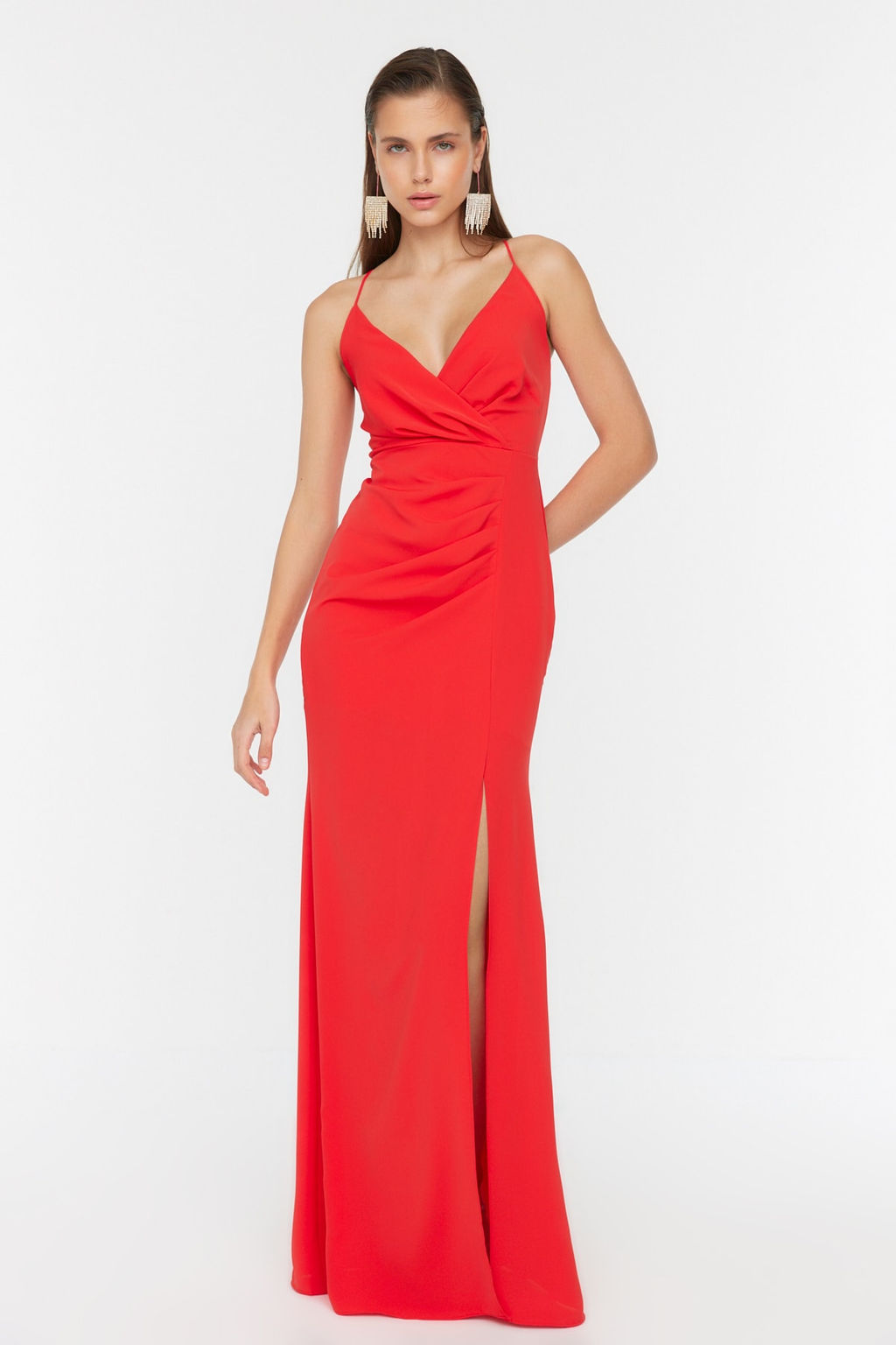 TRENDYOLMILLA Mor S?rt Biye Detayl? Dokuma Uzun S?k Abiye Elbise TPRSS22AE0012  фото 10