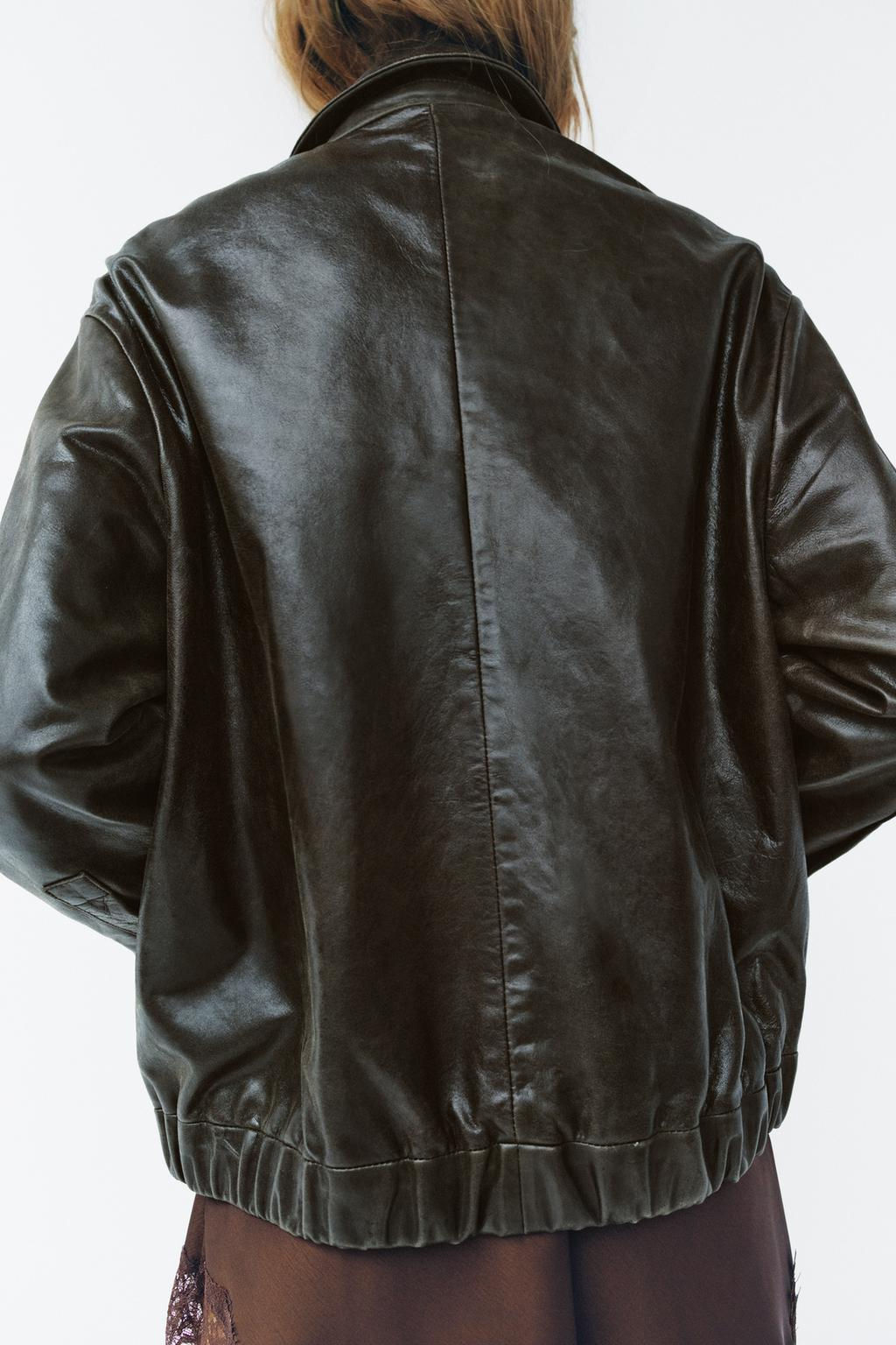 100% LEATHER BOMBER JACKET ZW COLLECTION LIMITED EDITION - Zara фото 5