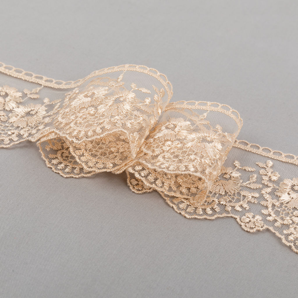 Кружево Gamma сетка 64 мм GKM-6401 в пакете 10 м  0.2 Турция TL005BE бежевый