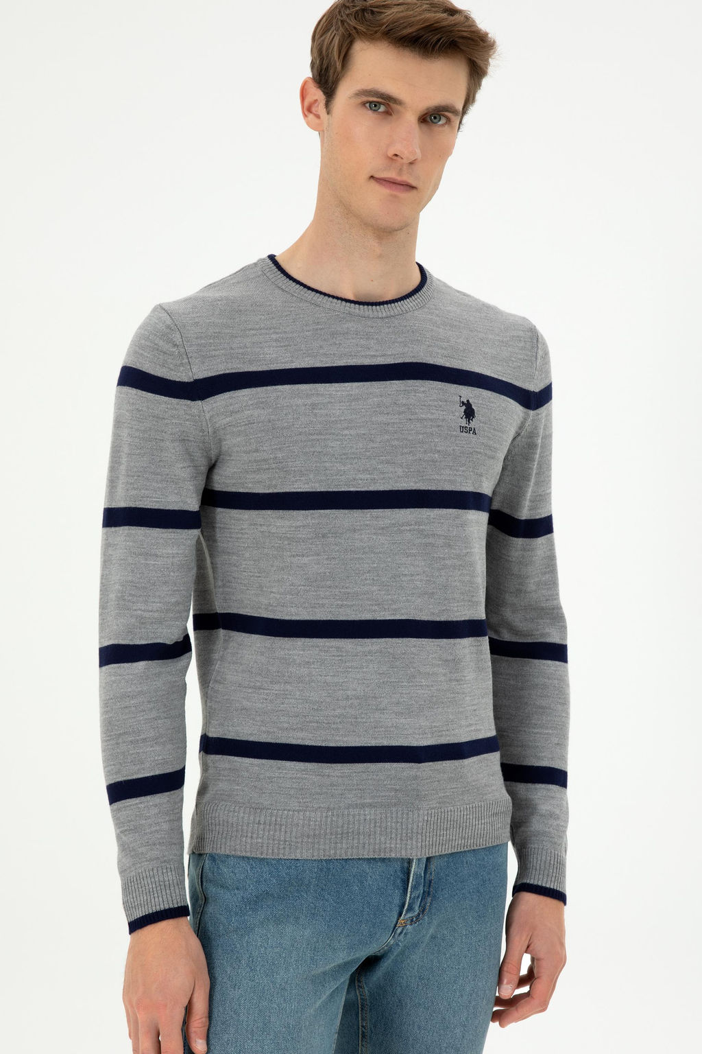 Мужской серый меланжевый свитер - U.s. polo assn фото 3
