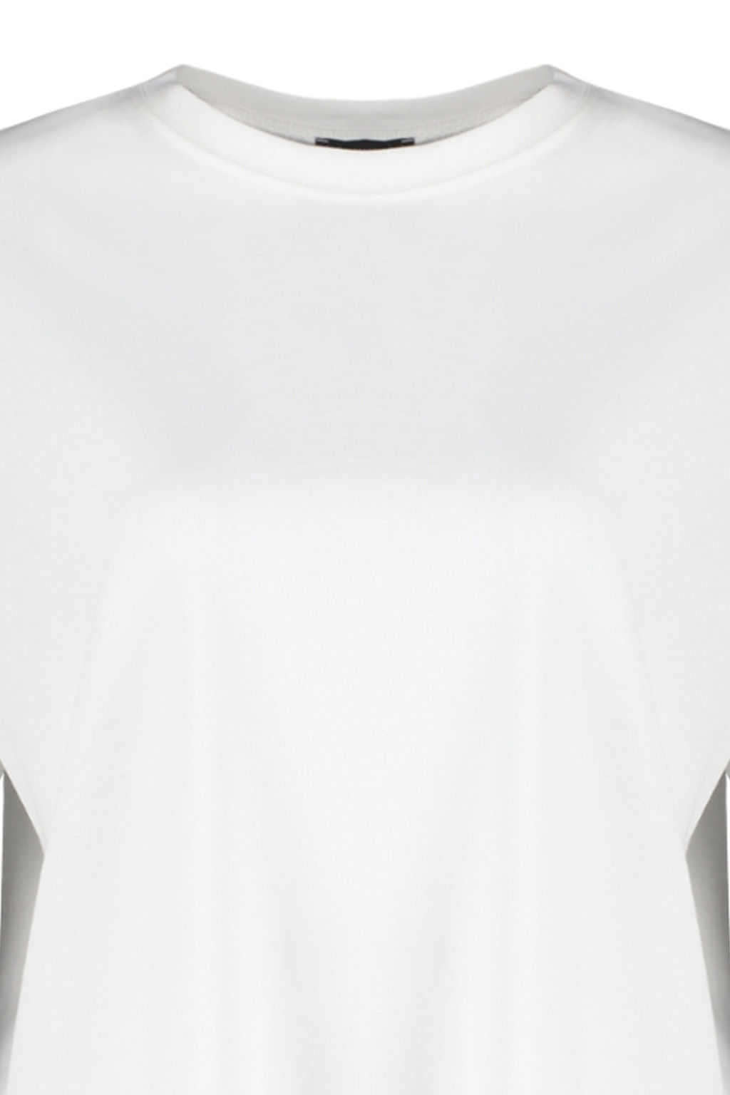 Ekru %100 Kal?n Pamuklu Premium Oversize/Genis Kal?p Bisiklet Yaka Orme T-Shirt TWOSS23TS00040