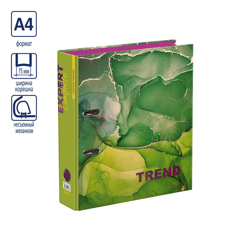 Expert Complete Регистратор ламинир. Marbling 75 мм 10 шт. Trend A4 арочный механ. глянцевый зеленый EC751702