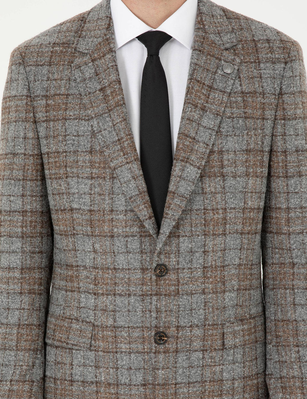 F_me Slim Fit Y_n Kar___ml_ Ekose Ceket