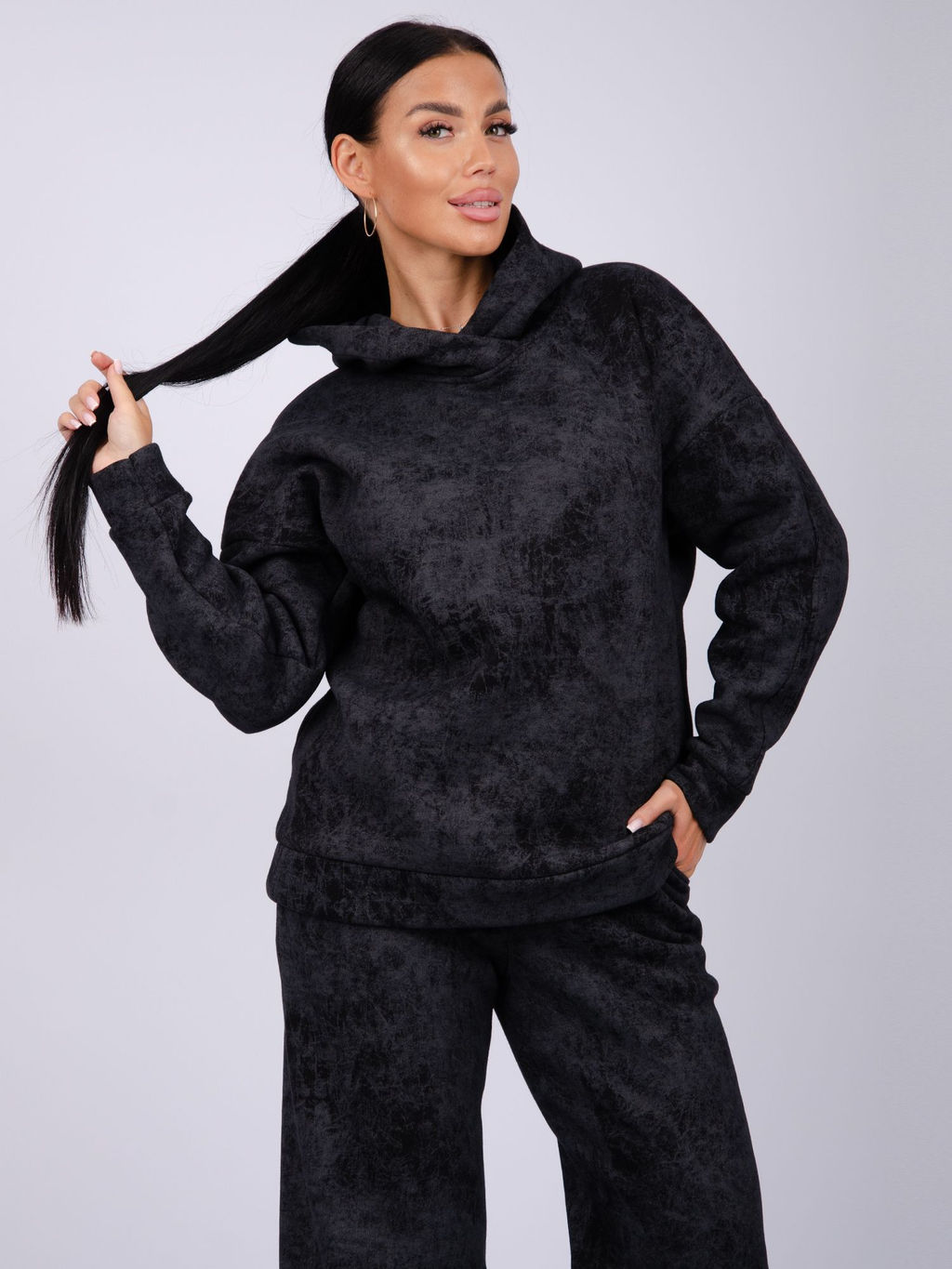 Костюм Винтаж чёрный, футер начес (М) - Малина фото 2