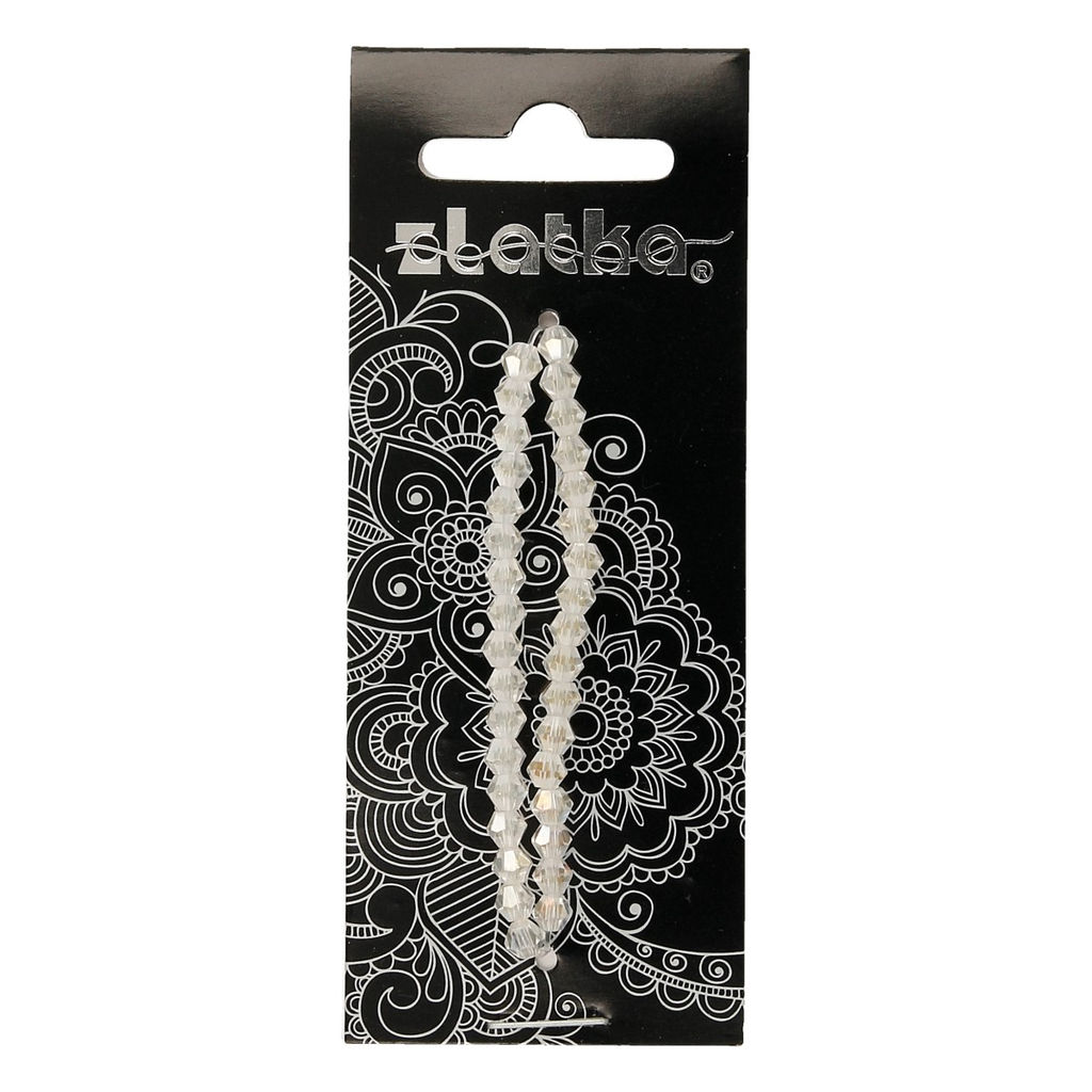 Бусина стеклянная Zlatka GBA-01 4 х 4 мм 34 шт на подложке в пакете с европодвесом №30 прозрачный перламутровый