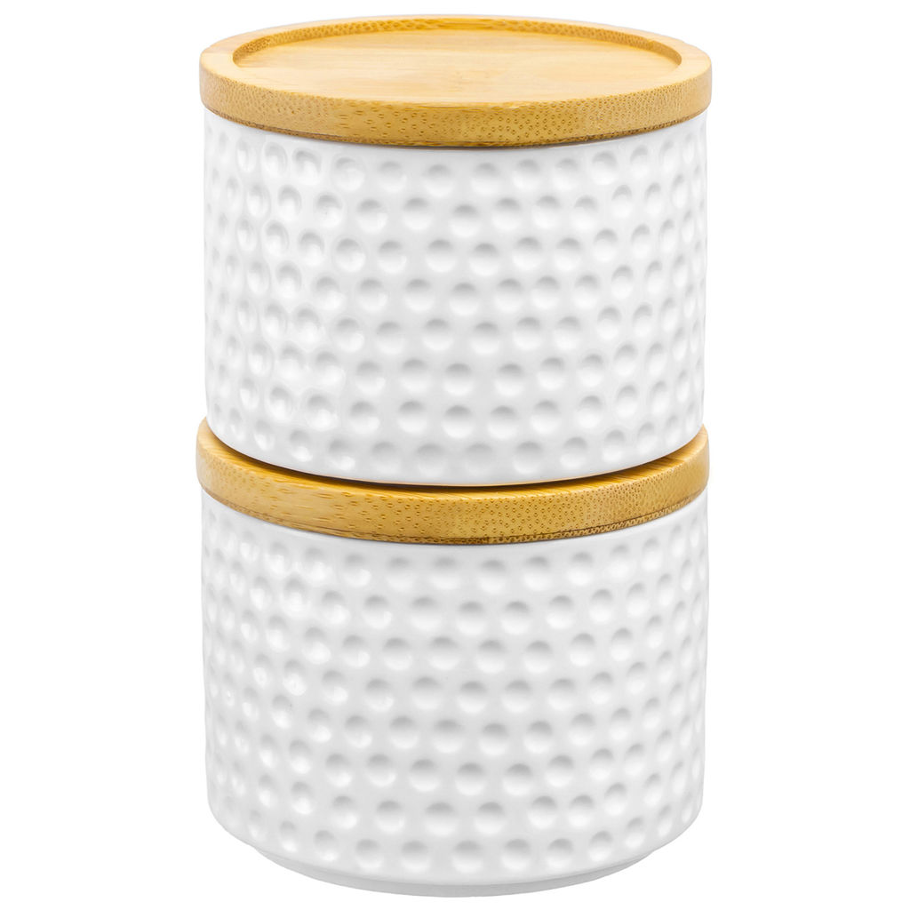 Набор 2 банок д/хранения и запекания 250 мл 9,3*9,3*7 см "Сфера" + дер. крышка-подставка с сил. упл.