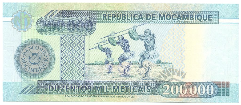 Банкнота 200000 метикал 2003 года Мозамбик