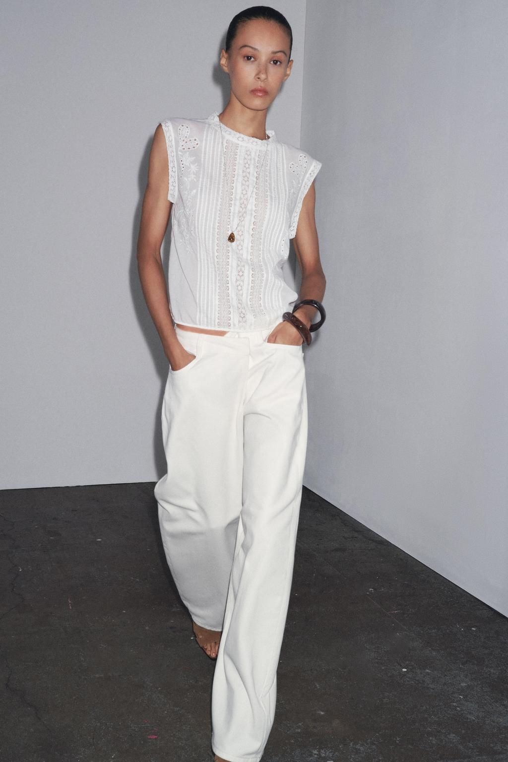 ZW COLLECTION LADDER STITCH SLEEVELESS BLOUSE - Zara фото 4