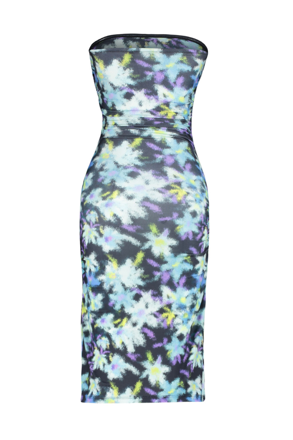 Limited Edition Mavi Cicek Bask?l? Mini Straplez Yaka Esnek Orme Kalem Elbise TWOSS24EL00567 - Trendyolmilla фото 12