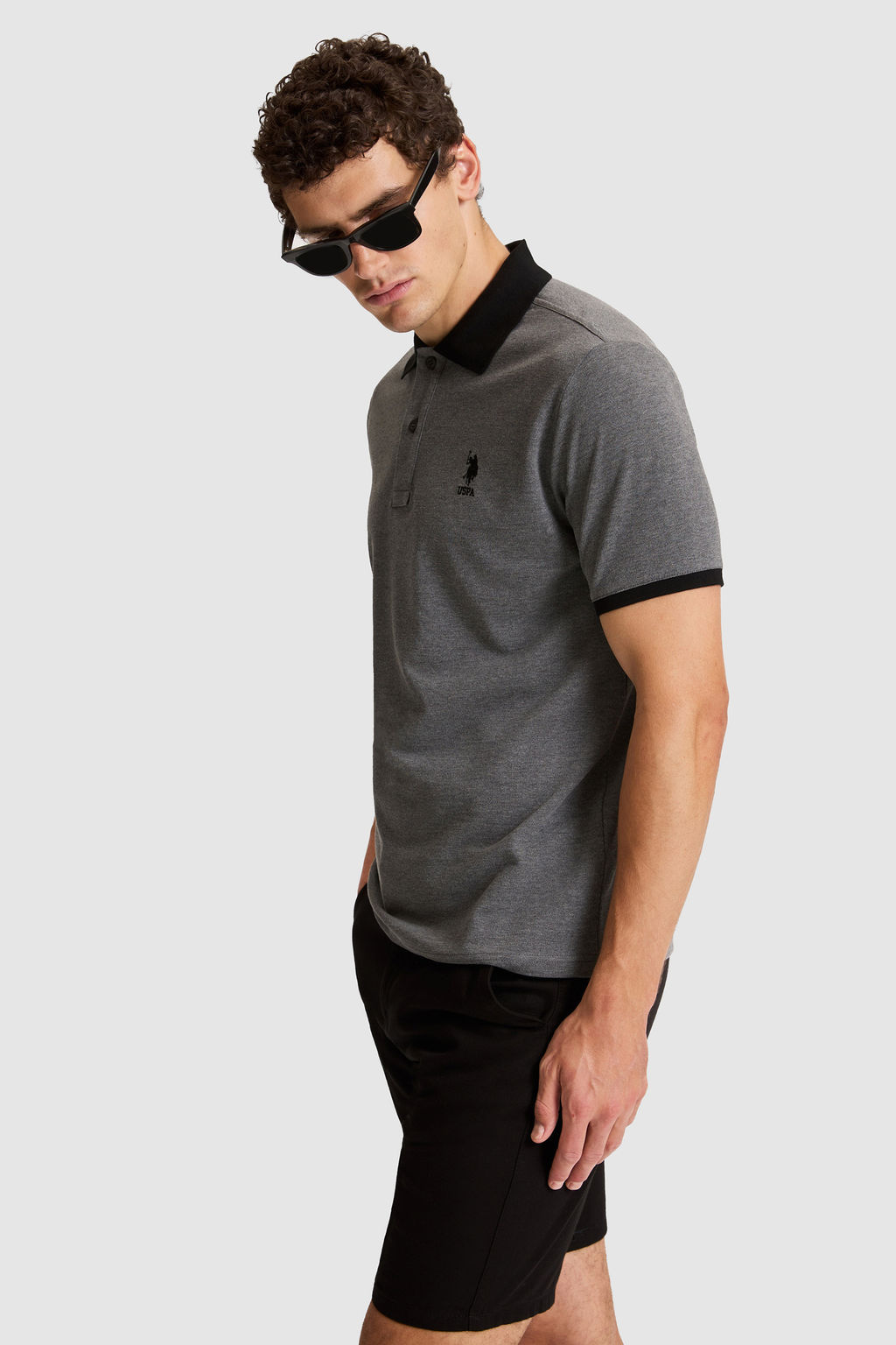 Erkek Antrasit Melanj Regular Fit Polo Yaka Basic TiЕГrt - U.s. polo assn фото 3