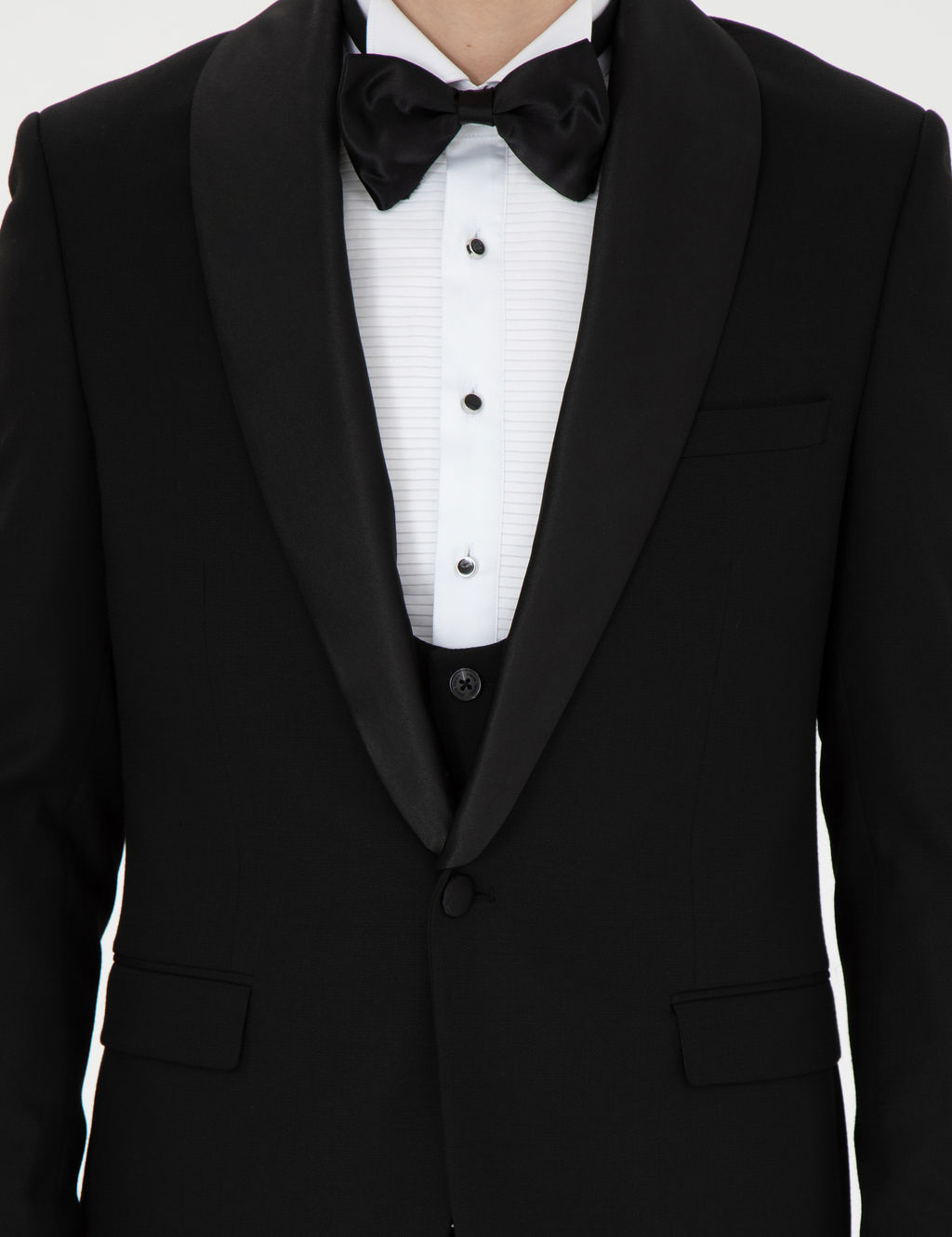 Siyah Ex. Slim Fit Yelekli Smokin