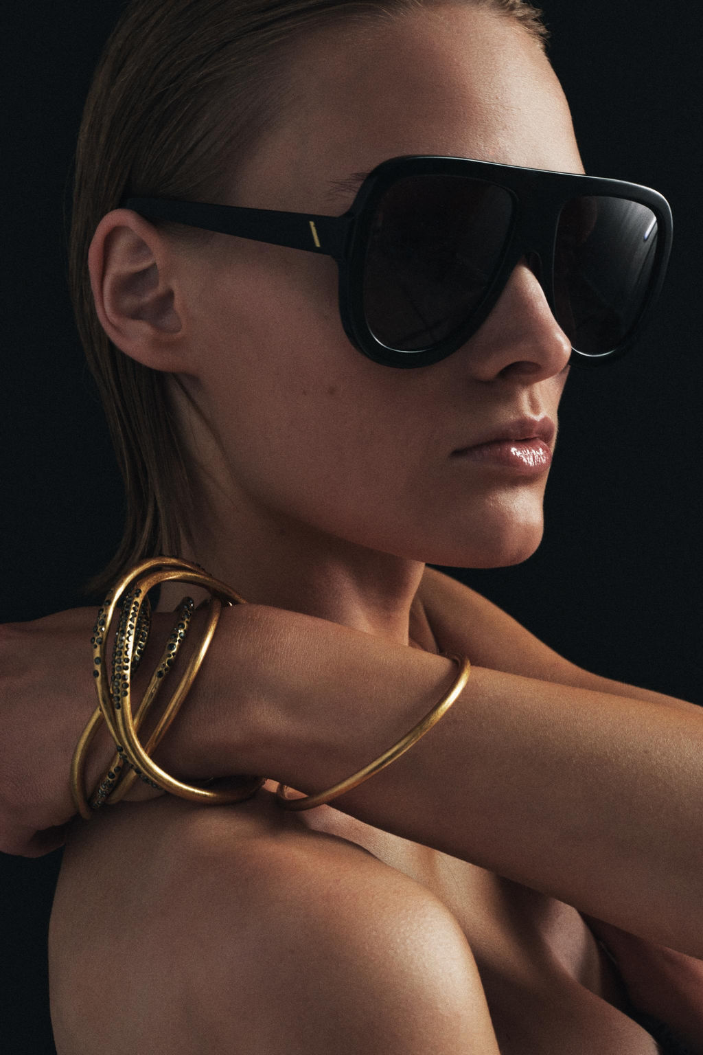 PACK 6 PULSERAS R?GIDAS BRILLOS / Dorado