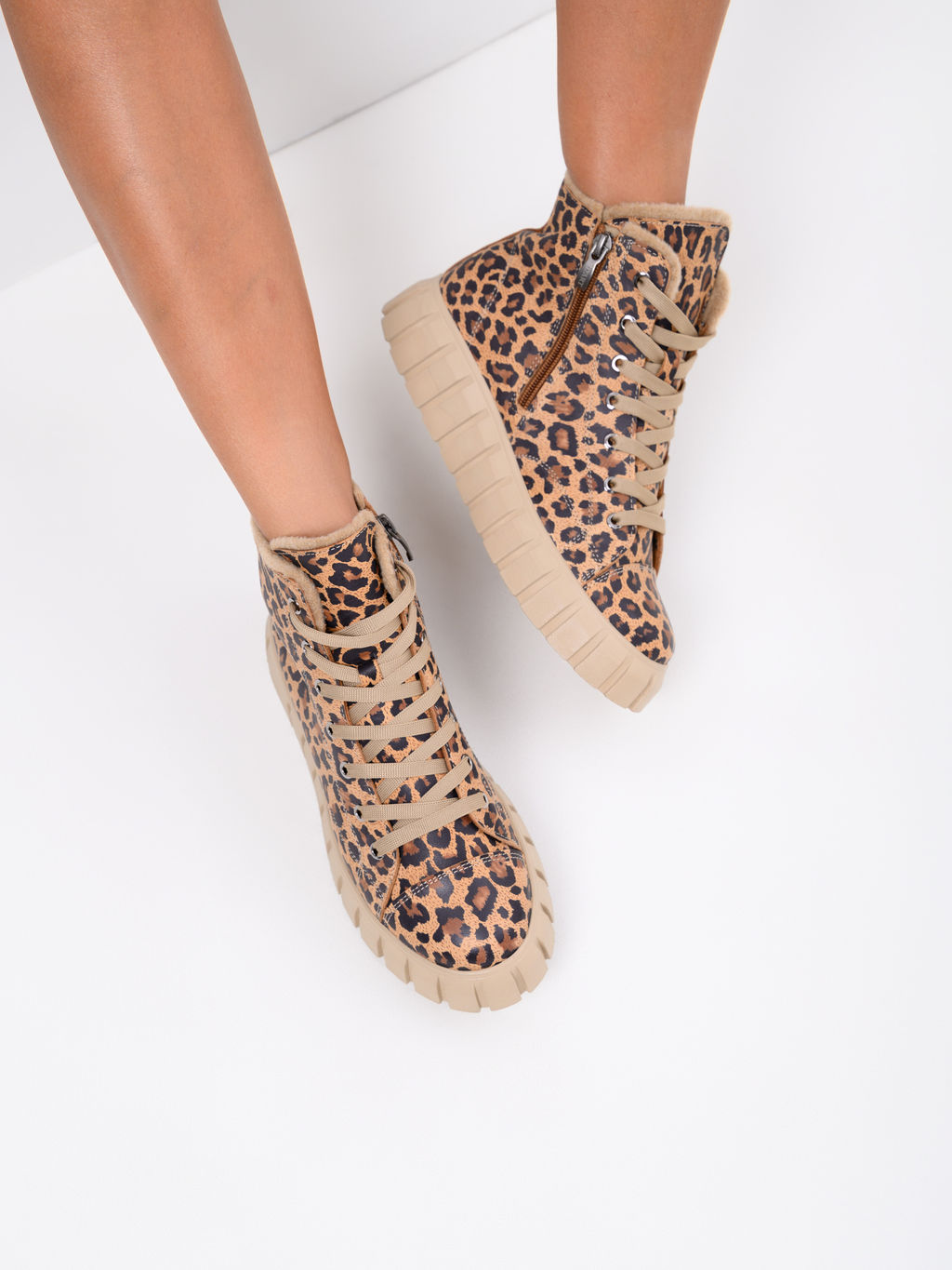 Ботинки 217.91505be.Коричневый леопард/мех