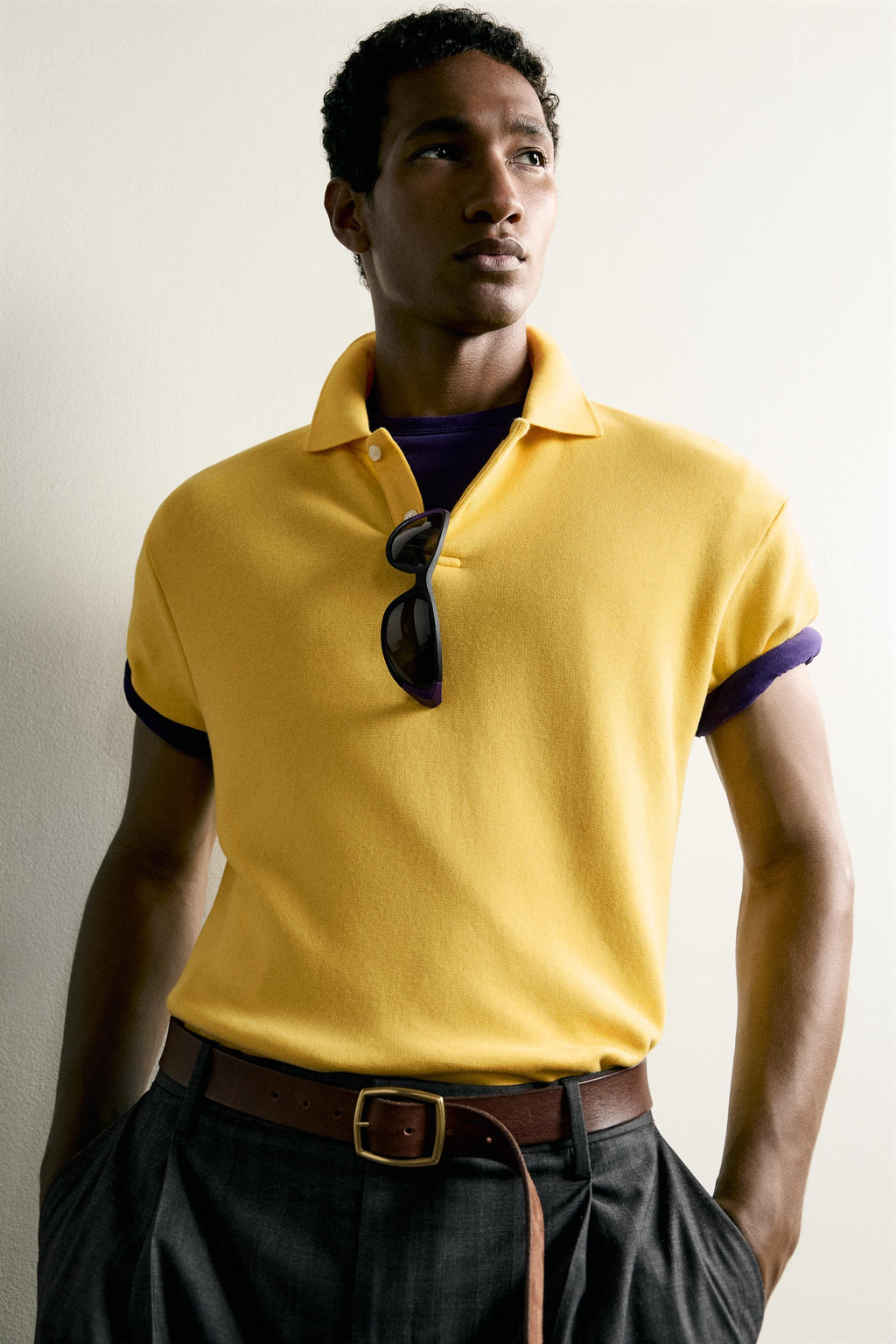 SUDADERA POLO REGULAR FIT MANGA CORTA / Amarillo - Zara фото 5