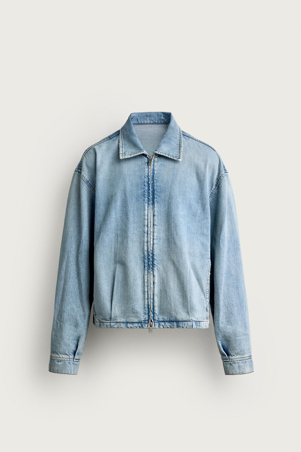 CAZADORA DENIM LAVADO CREMALLERA / Azul claro - Zara фото 7