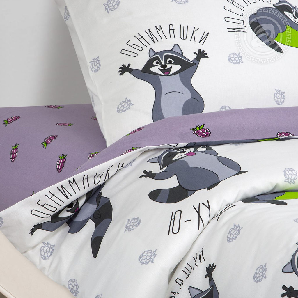 Енотики 1,5 сп./Пододеяльник: 1 шт. - 215*145; Простыня: 1 шт. - 214*150; Наволочка: 2 шт. - 70*70; Поплин детский - Артпостель фото 4