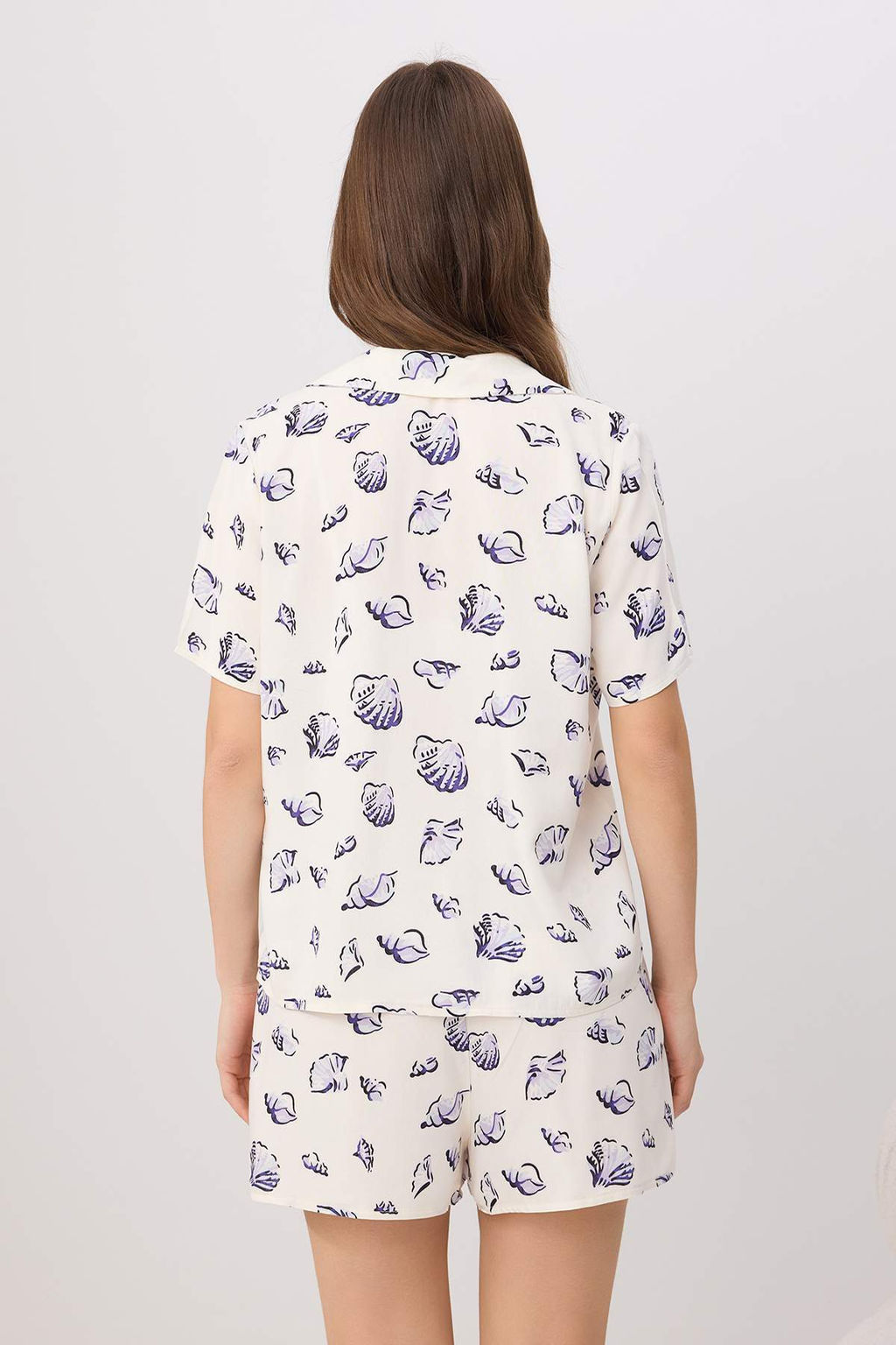 Lacivert Bask?l? Shally Dokuma Pijama Tak?m? THMSS26PT00214