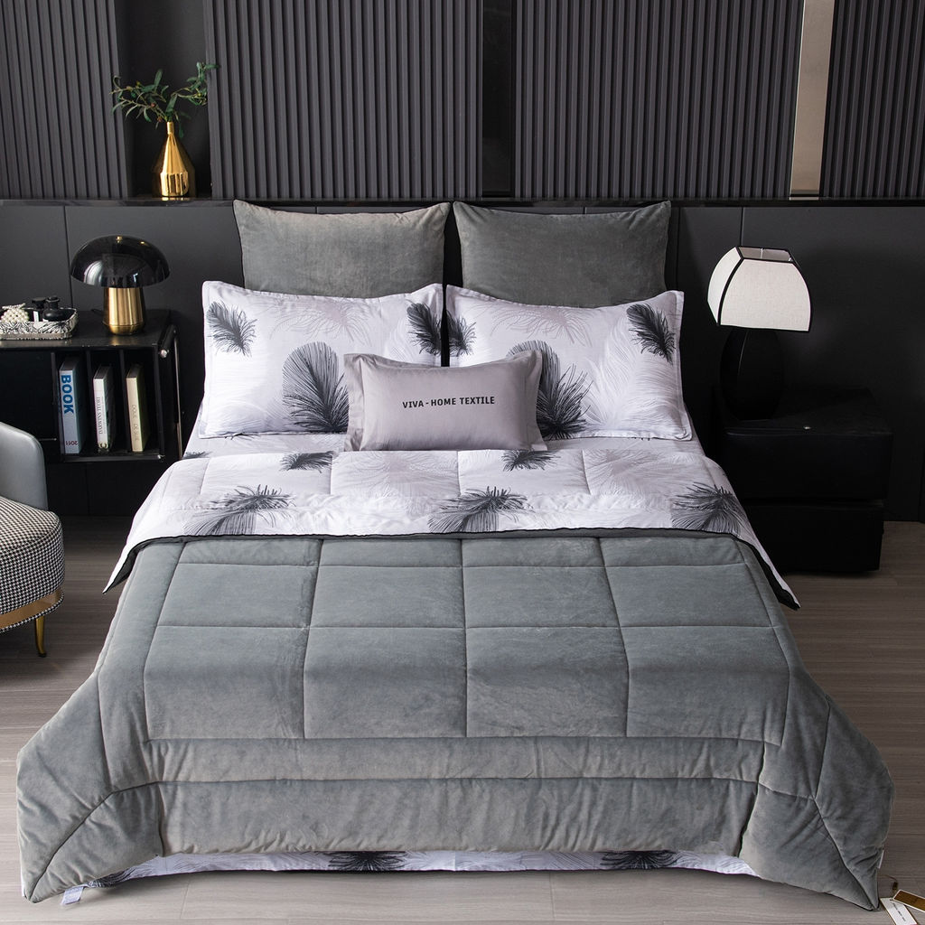 Комплект постельного белья Сатин Velouria Luxe с Одеялом VL013 Евро 4 Наволочки