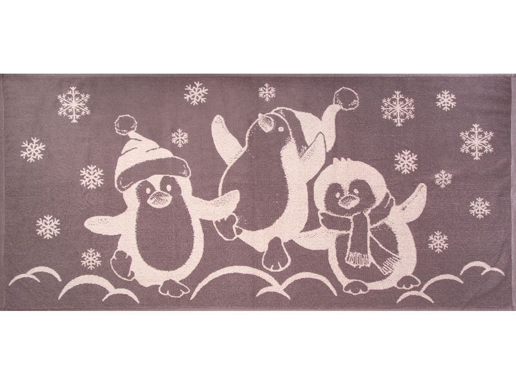 Полотенце махровое 6с102.411ж1 Пингвины(т.с.мальв1) 67х150см