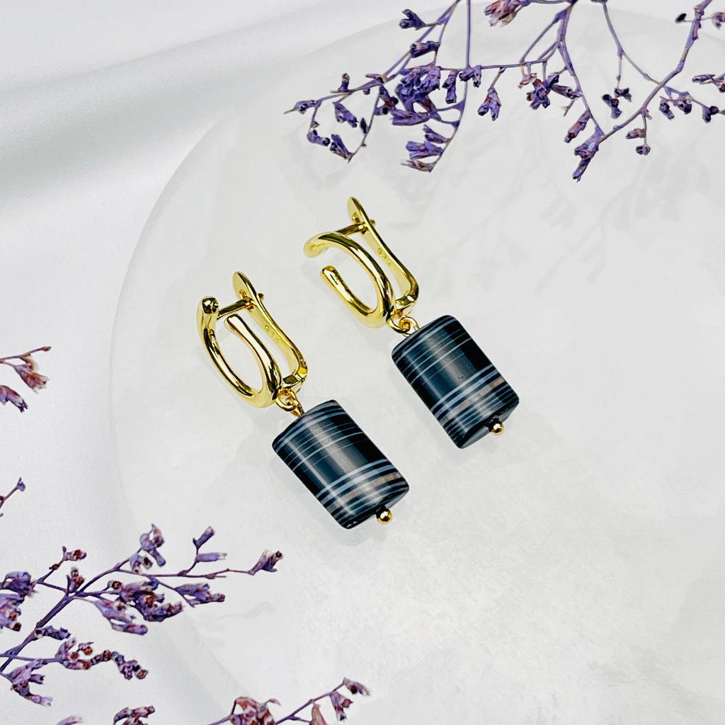 Серьги из полосатого Агата