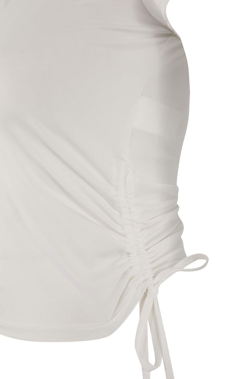 Ekru Buzgulu Baglama Detayl? Micro Kumas Orme Spor T-Shirt THMSS26TS00003