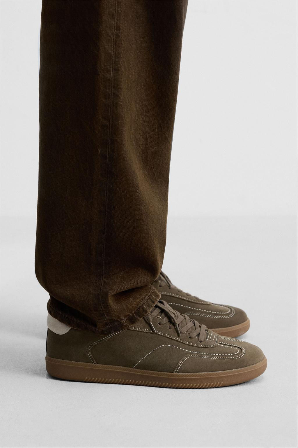 LEATHER TRAINERS WITH CONTRAST SOLE - Zara фото 8