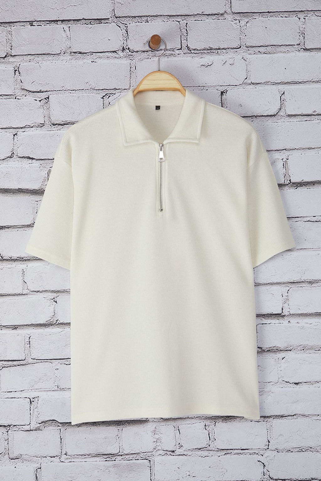 TRENDYOL MAN Ekru Oversize/Genis Kesim Dokulu Fermuarl? Polo Yaka T-shirt TMNSS25PO00006 - Trendyolmilla фото 6
