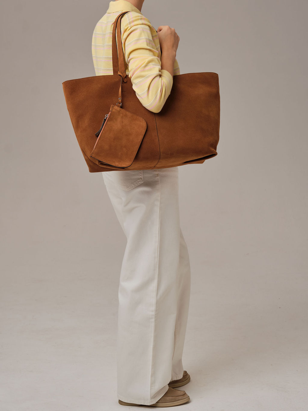 Замшевая сумка шоппер Texas DBR 31390 коричневый лист  фото 9