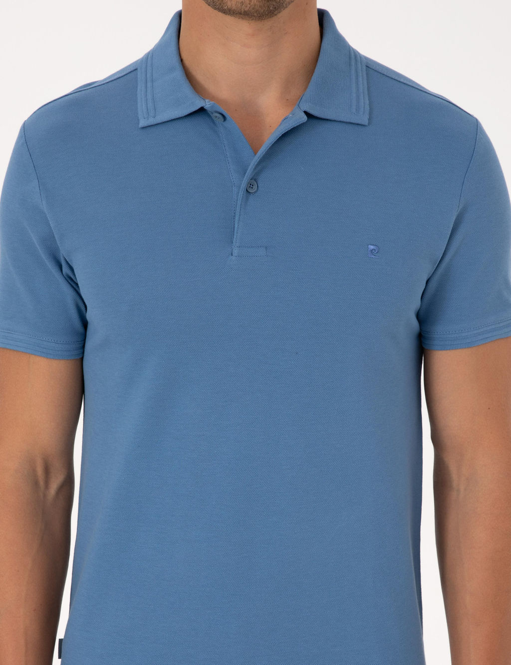 Koyu Mavi Slim Fit %100 Pamuk K_vr_lmaz Polo Yaka Basic Ti__rt