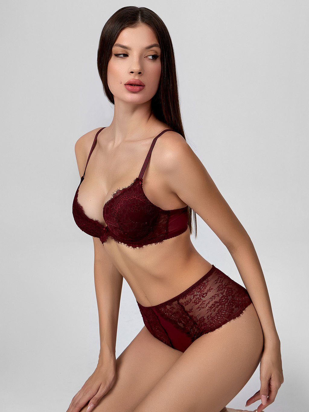 Бюстгальтер женский Mark Formelle пуш-ап кружевной бордовый  фото 6