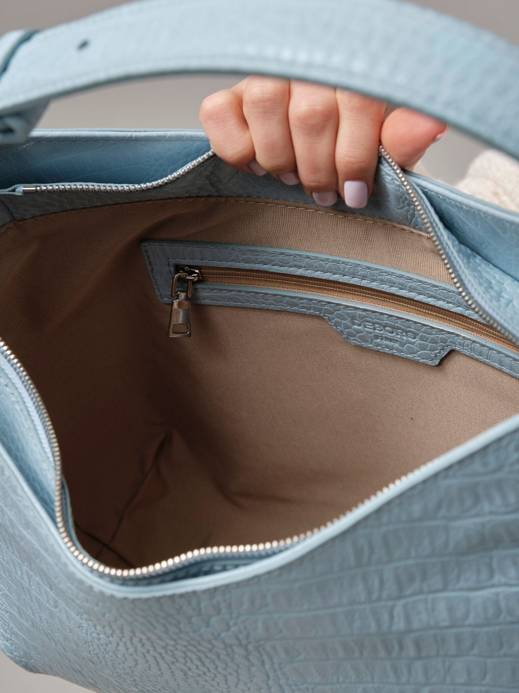 Сумка тоут кожаная Deboro 30422 голубая вода