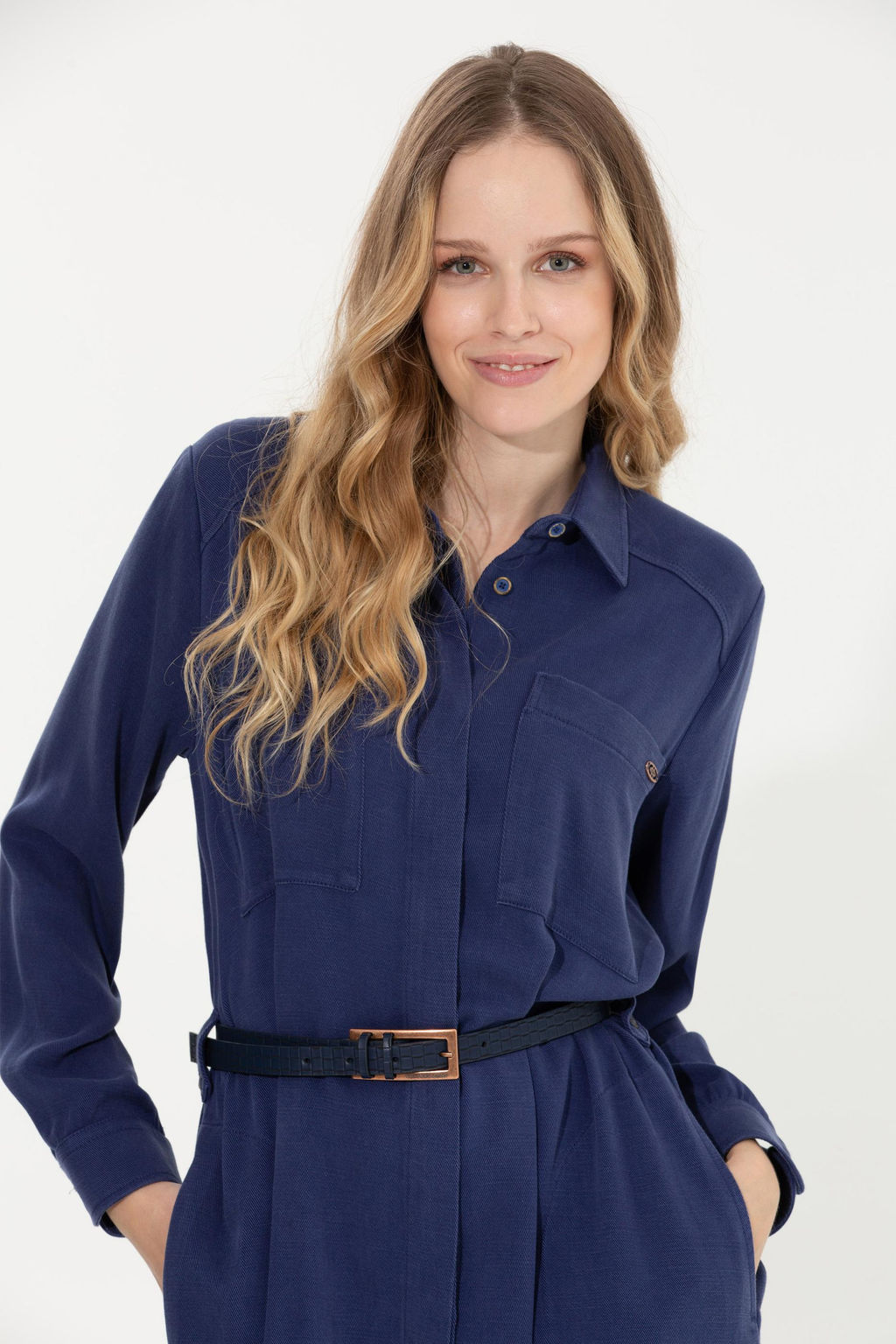 Женское синее тканое платье Неожиданная скидка в корзине - U.s. polo assn фото 9