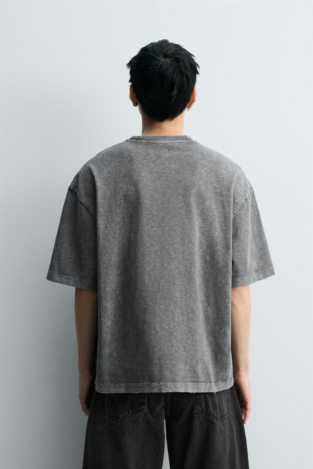 CAMISETA RELAXED FIT ESTRUCTURA FLAM? LAVADO / Antracita oscuro - Zara фото 11
