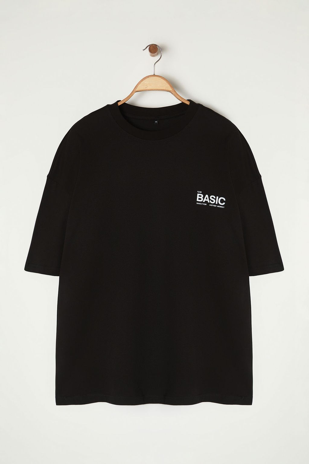 TRENDYOL MAN Siyah Oversize/Genis Kesim Bisiklet Yaka S?rt Bask?l? Buyuk Beden T-Shirt TMNSS25BF00004 - Trendyolmilla фото 4