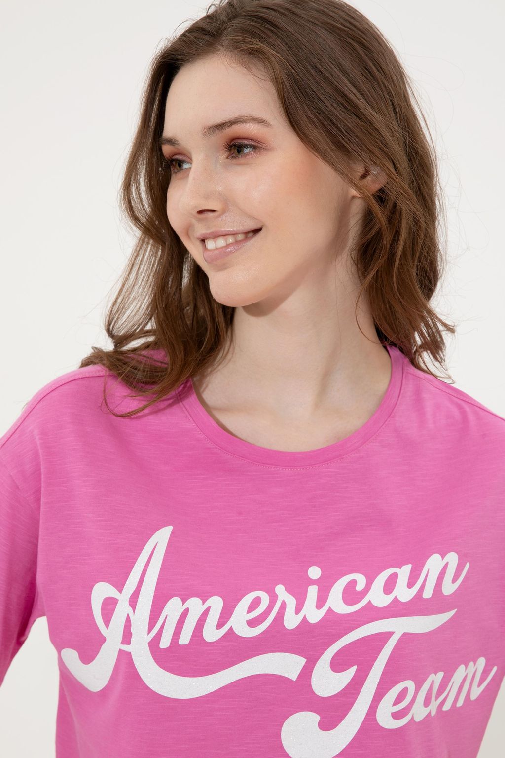 U. S. Polo Assn Женская розовая укороченная футболка с круглым вырезом - U.s. polo assn фото 2