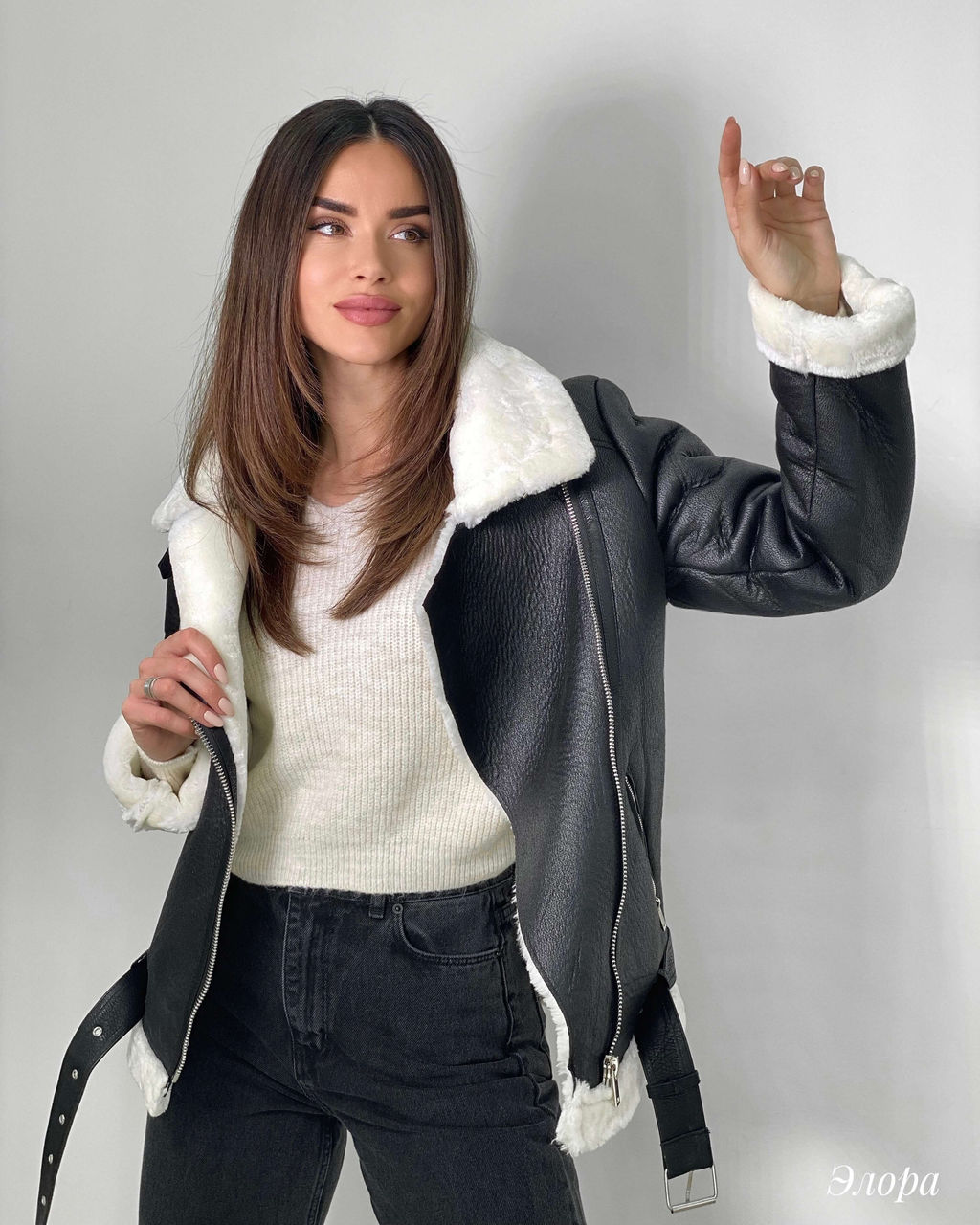 Дубленка Элора (черный) - Nadi bordo фото 5