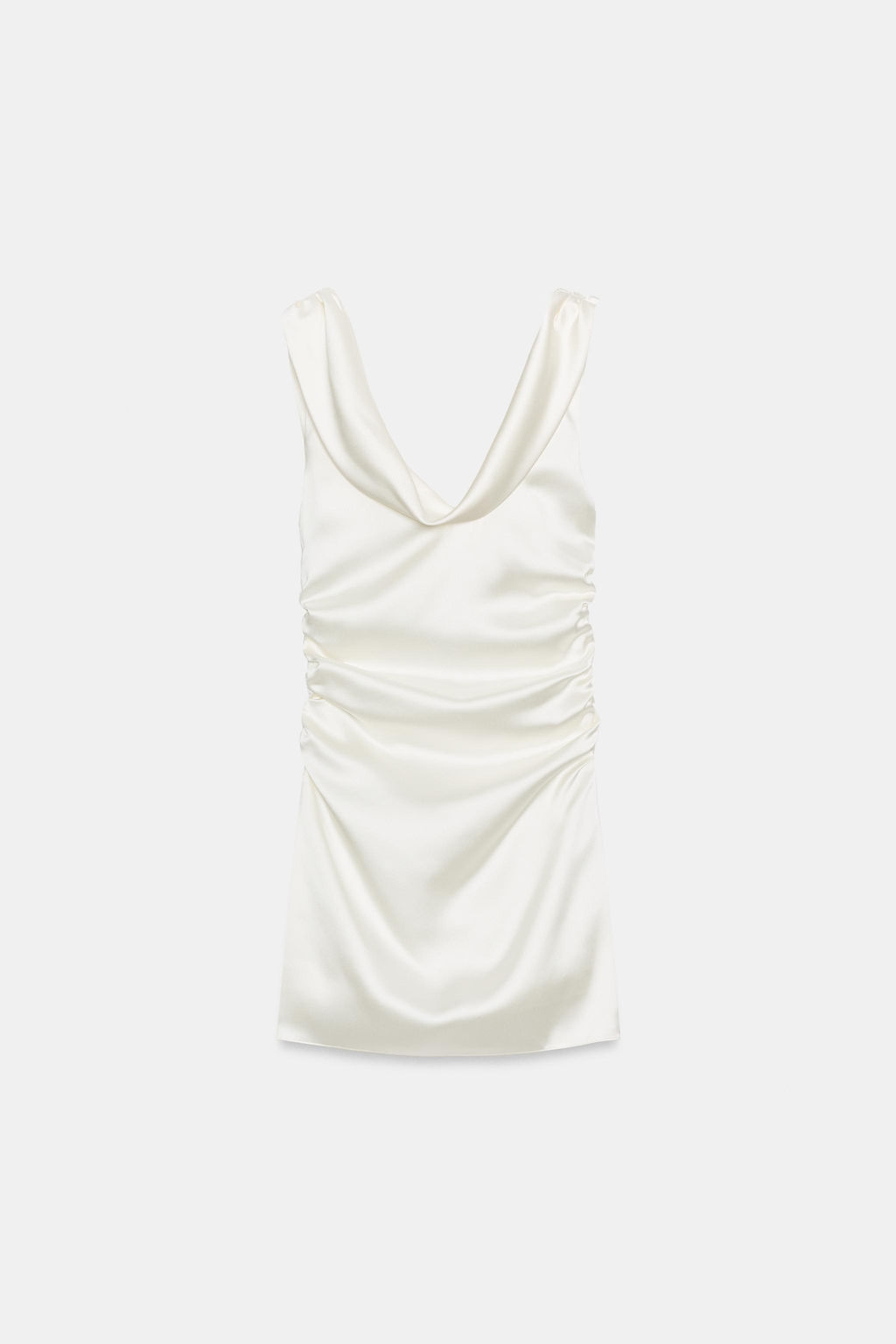 VESTIDO MINI SATINADO FRUNCES / Blanco roto - Zara фото 7
